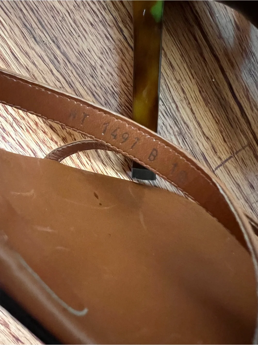 Ralph Lauren Leather Tortoise Heeled Sandals in Tan
